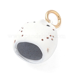 スプレーペイント304ステンレスペンダント  丸カン付き  フクロウ  15.5x12.5x11mm  穴：4mm&nbsp;STAS-H254-04G-13