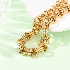 ツイスト304ステンレススチールダブルリングリンクチェーンブレスレット（女性用）  イオンプレーティング（ip）  ゴールドカラー  6.73インチ（17.1cm）&nbsp;BJEW-G780-06G-02
