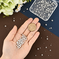 250個 5スタイルラックメッキ真鍮スペーサービーズ  長持ちメッキ  ラウンド  銀  2~6mm  穴：0.8~1.5mm  50個/スタイル&nbsp;KK-PA0001-02S