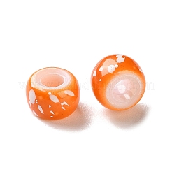 スプレー塗装されたABSプラスチック製のヨーロッパのビーズ  大穴ビーズ  ラウンド  サンゴ  9x6mm  穴：4mm  約1600個/500g&nbsp;KY-G033-01A-09