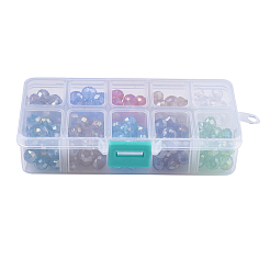 10 Colors Electroplate Glass Beads Strands&nbsp;EGLA-JP0001-02-10x7mm