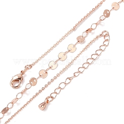 Brass Cable & Flat Sequin Chains Necklaces for Women&nbsp;NJEW-D302-40RG