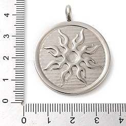 変色しない304ステンレススチールペンダント  ステンレス鋼色  フラットラウンド  ヒョウ  40x33x2.5mm  穴：5mm&nbsp;STAS-C086-06A-P
