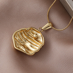 316 Surgical Stainless Steel Textured Flat Round Pendant Necklaces for Women&nbsp;ZV8264