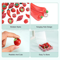 24Pcs 8 Styles Artificial Vegetable Theme Resin Iron Pendants&nbsp;RESI-TA0005-76