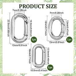 3Pcs 3 Styles 304 Stainless Steel Spring Gate Rings&nbsp;STAS-ME0003-74