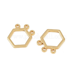 真鍮製六角形シャンデリア部品リンク  長持ちメッキ  ニッケルフリー  18KGP本金メッキ  14x10.5x1mm  穴：1.2mm&nbsp;KK-B137-05G