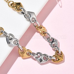 304ステンレススチール製ハートリンクブレスレット（女性用）  ゴールデン·ステンレス鋼色  6-7/8インチ（17.4cm）&nbsp;BJEW-B158-06GP