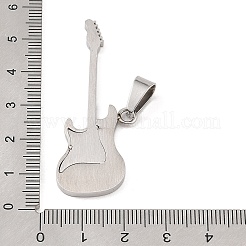 変色しない304ステンレススチールの大きなペンダント  ギターチャーム  ステンレス鋼色  51x20x2mm  穴：5x8mm&nbsp;LS-STAS-S122-03P