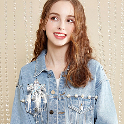 Glass Beaded Tassel Sew on Star Patches&nbsp;PATC-FG0001-73
