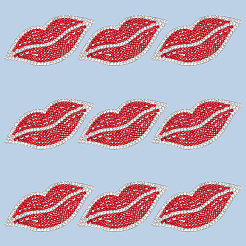 樹脂ラインストーン ホットフィックス ラインストーン  リップ  レッド  27x62x1.5mm&nbsp;DIY-WH20082-16