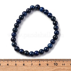 Natural Lapis Lazuli Round Beaded Stretch Bracelets&nbsp;BJEW-F202-04