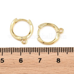 真鍮製フープピアスパーツ  ラックめっき  カン付き  長持ちメッキ  鉛フリー＆カドミウムフリー  18KGP本金メッキ  15.5x12.5x1.5mm  穴：1.5mm  ピン：0.8mm&nbsp;KK-H292-05G