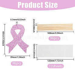 12 Bags October Breast Cancer Pink Awareness Ribbon Paper Glitter Powder Cake Inserts&nbsp;DIY-CA0007-71