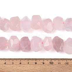 天然石ローズクォーツビーズ連売り  多面カットナゲット  11~23x11~23x11~19mm  穴：0.8~1.2mm  約26~28個/連  14.96~15.55インチ（38~39.5cm）&nbsp;G-N347-18A-02