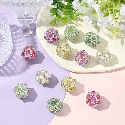 12Pcs 6 Colors Sparkling Acrylic Encrusted Round Beads&nbsp;CLAY-YW0002-65