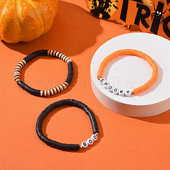 3Pcs 3 Styles Polymer Clay Heishi Surfer Stretch Bracelets Set&nbsp;BJEW-TA00264
