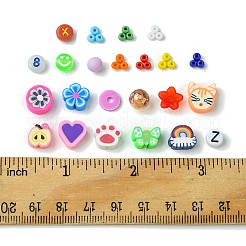DIY ポリマー粘土、ガラスシード、アクリルビーズ作成キット  ミックスカラー  3~13x3~11x3~5mm  穴：1~2mm&nbsp;DIY-FS0006-38