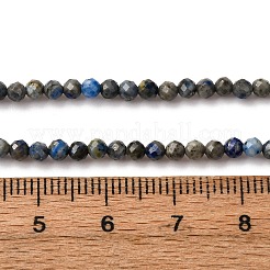 天然石ラピスラズリビーズ連売り  多面カット  ラウンド  3~3.5mm  穴：0.6mm  約119個/連  15.28インチ（38.8cm）&nbsp;G-L629-B01-3mm-02