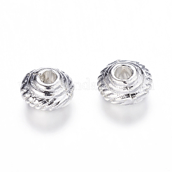 チベットシルバーカラーメッキスペーサービーズ  鉛フリー及びカドミウムフリー＆ニッケルフリー  コーン  銀  5x3mm  穴：1mm&nbsp;K0NJX022