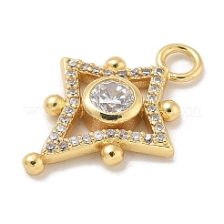 Rack Plating Brass Micro Pave Clear Cubic Zirconia Pendants&nbsp;KK-L224-008G