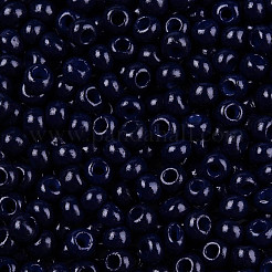 12/0 FGBグレードAラウンドガラスシードビーズ  焼き付け塗料  ダークブルー  2.3x1.5mm  穴：1mm  約48500個/ポンド&nbsp;SEED-N001-A-1064