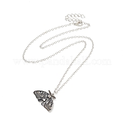 Alloy Moon Phase Moth Pendant Necklace&nbsp;NJEW-G056-04AS