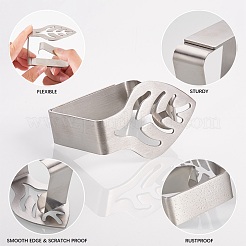 ステンレス鋼のテーブルクロスクリップ  テーブルカバークランプスカートクリップ  家庭の台所レストランのピクニック用  葉  ステンレス鋼色  65x53mm&nbsp;TOOL-WH0119-09