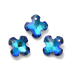 電気メッキガラスペンダント  バックメッキ  多面カット  クローバーチャーム  ミックスカラー  14x14x6mm  穴：1.2mm&nbsp;EGLA-M029-01