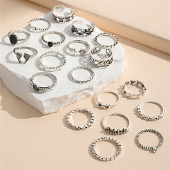 19Pcs Alloy Enamel Finger Cuff Rings Sets&nbsp;FS-WG6B9E0-01