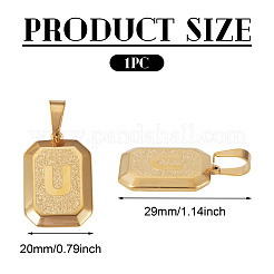 文字ペンダント付きステンレススチール長方形1個  ゴールドカラー  U字  29x20mm&nbsp;NJEW-TA0001-22U