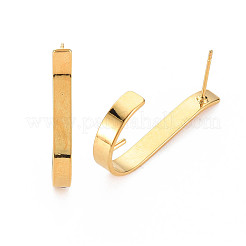 真鍮製スタッドピアスパーツ  片穴パーツ用  真鍮のピン付き  ニッケルフリー  18KGP本金メッキ  32.5x4mm  ピン：0.6mm  ピン：1mm（片穴ビーズ用）&nbsp;KK-S364-041