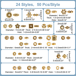 1200Pcs 24 Styles Tibetan Style Alloy Beads Sets&nbsp;TIBEB-PH0005-10