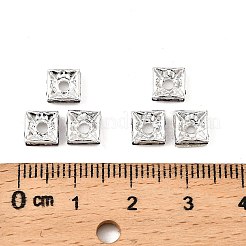 真鍮製ラインストーンスペーサービーズ  グレードA  正方形  ニッケルフリー  銀  アメジスト  6x6x3mm  穴：1mm&nbsp;RSB072-17S