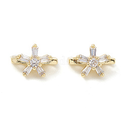 Rack Plating Brass Pave Clear Cubic Zirconia Flower Slide Charms&nbsp;KK-G464-01LG