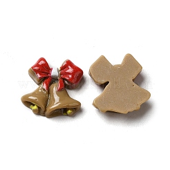 クリスマス オペーク レジン カボション  赤いちょう結びのクリスマスベル  キャメル  20x19x5mm&nbsp;LS-RESI-K019-23