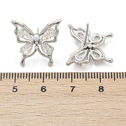 Butterfly Brass Micro Pave Cubic Zirconia Stud Earrings&nbsp;EJEW-M082-17P-02