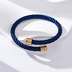 304 Stainless Steel Torque Bangles for Women Men&nbsp;BJEW-G584-18G-03