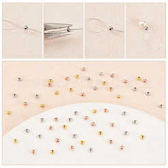 60Pcs 3 Colors Brass Crimp Beads&nbsp;KK-PH0006-32