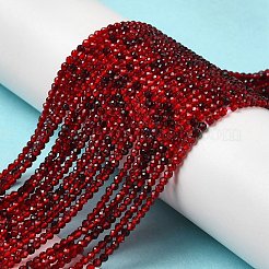 透明ガラスビーズ連売り  小さなビーズ  多面カット  ラウンド  ファイヤーブリック  2mm  穴：0.6mm  約188個/連  14.09''（35.8センチメートル）&nbsp;X-GLAA-H027-01C