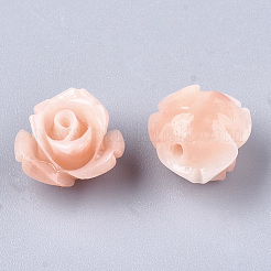 合成サンゴビーズ  染め  花  桃パフ  10x10.5x8mm  穴：1mm&nbsp;X-CORA-S026-22A
