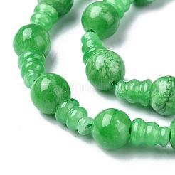 Natural Jade 3-Hole Guru Bead Strands&nbsp;G-K149-44