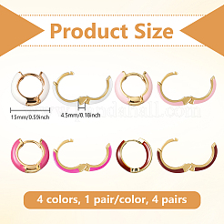 4 Pairs 4 Colors Alloy Enamel Huggie Hoop Earrings for Women&nbsp;EJEW-HY0001-23B