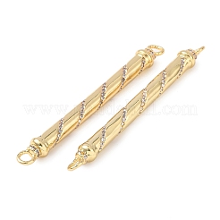 Brass Micro Pave Clear Cubic Zirconia Connector Charms&nbsp;KK-C143-10G