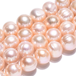 天然養殖淡水パールビーズ連売り  ポテト  桃パフ  11~12x9.5~14mm  穴：0.7mm  約32個/連  13.78~13.98インチ（35~35.5cm）&nbsp;PEAR-N013-10C