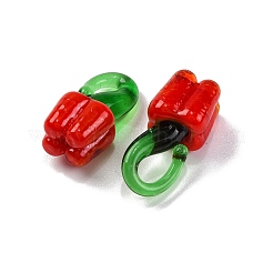 フルーツフードガラスペンダント  唐辛子  19x11x9.5mm  穴：2.5mm&nbsp;RESI-U001-03B