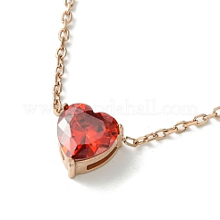 Red Heart Glass Pendant Necklace&nbsp;AJEW-Z025-03RG