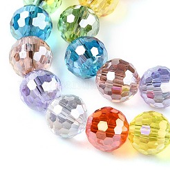 電気メッキガラスビーズ連売り  多面カット  ラウンド  カラフル  8mm  穴：1.4mm  約50~51個/連  14.33''~14.69''（36.4~37.3センチメートル）&nbsp;GLAA-Z006-01H