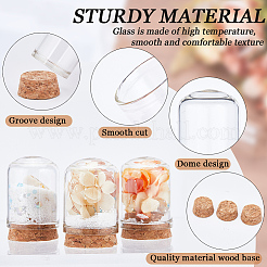 クリアガラスドームカバー  装飾ショーケース  クローシュ ベルジャー テラリウム コルクベース付き  アーチ  透明  30x45mm  内径：25mm  15個/箱&nbsp;AJEW-CP0005-90E
