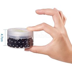 パール調ガラスパールラウンドビーズ  染め  ブラック  10mm  穴：1.2~1.5mm  約100個/箱&nbsp;HY-PH0001-10mm-080